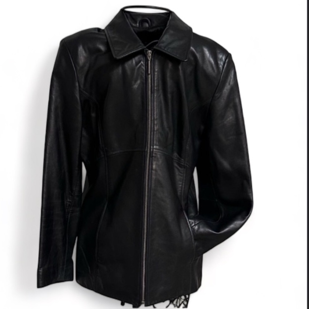 Vintage Kenneth Cole Ladies Black Matte | Zip Up | Collar Jacket Size Medium EUC